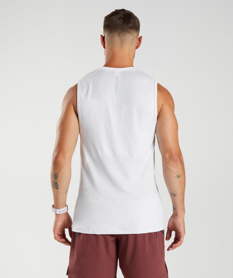 Men's Gymshark Apex Seamless Tanks White | CA 370D56